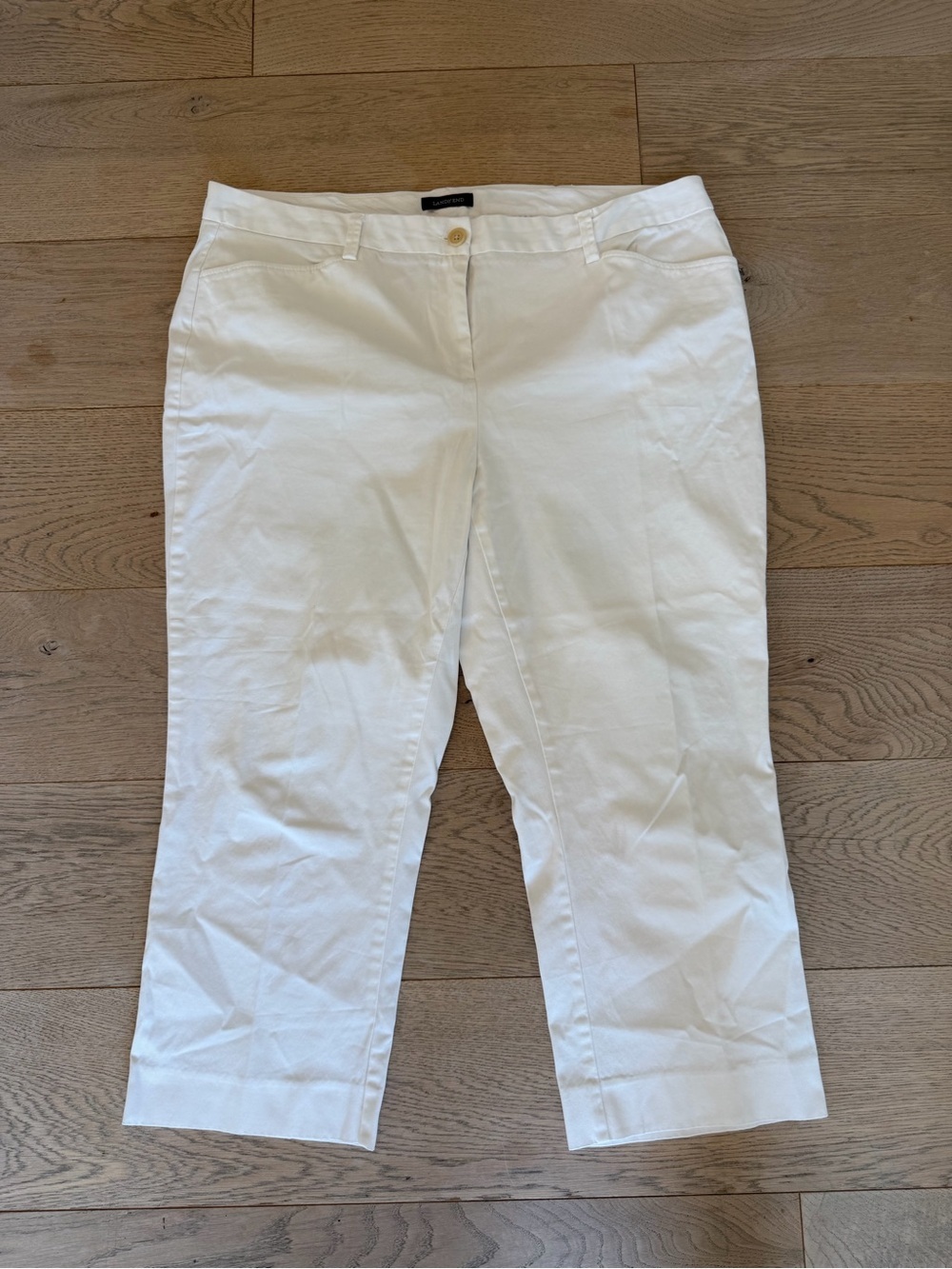 Lands’ End Fit 2 White Capri Pants Women’s Size 18 Stretch Cotton